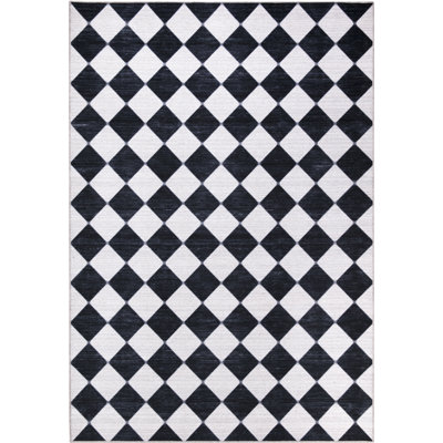Jarrel Rugs Parker PAR120A moderne à carreaux crème et noir