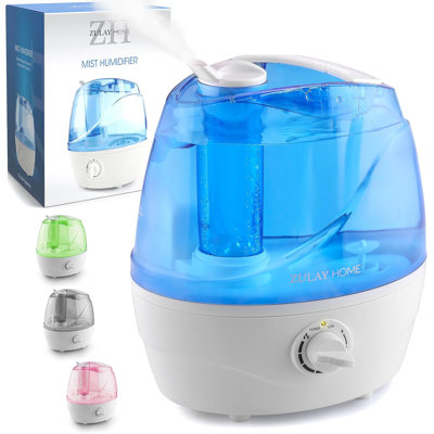 Zulay Home Cool Mist Humidifiers For Bedroom (2.2L Water Tank) - Quiet Ultrasonic Humidifiers For Large Room With Auto Shutoff Feature - Air Humidifier For Plants, Nursery, Kids Room (Gray)