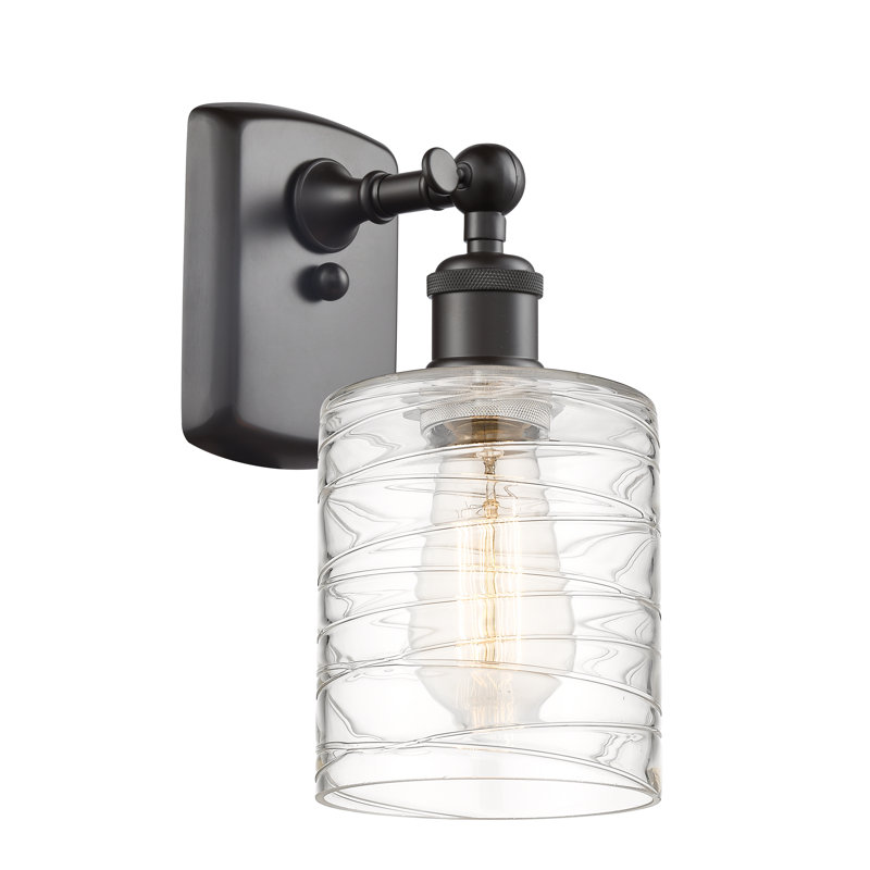 Whitmer Armed Sconce, LED, Oil Rubbed Bronze, Clear Deco Swirl
