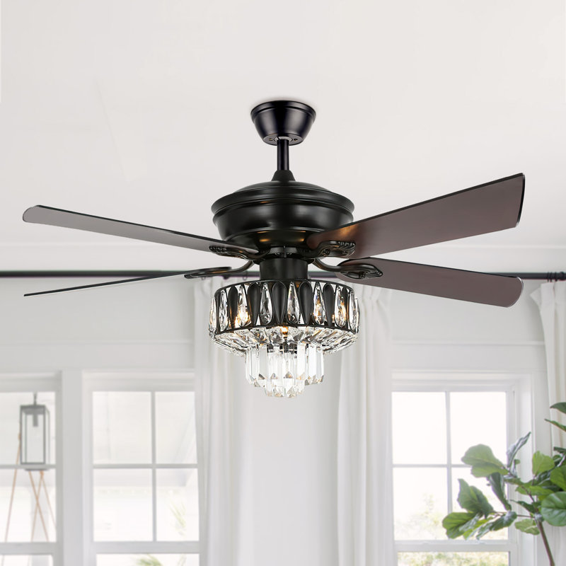 Ventilateur de plafond 52 po à 4 pales en cristal avec télécommande Thena