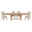 Table de salle à manger en chêne clair 5 pièces avec table à rallonge et chaises d'appoint en bois beige