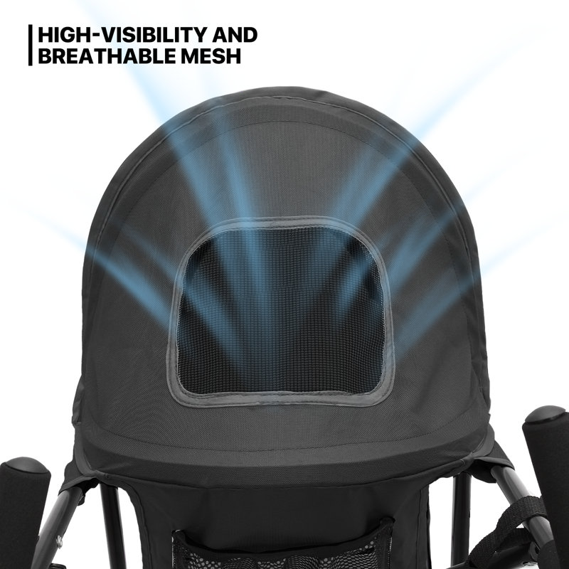 Black Steel Foldable Pet Stroller with Rubber Wheels
