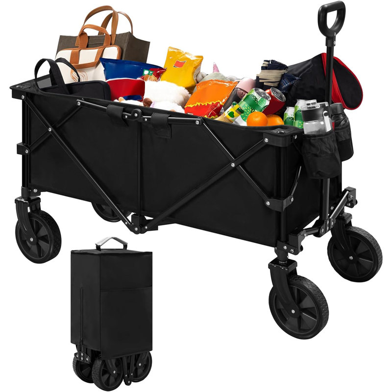 Cheswick Metal Oxford Fabric Garden Carts, Black/Grey, 95cm H x 46cm W x 88cm D