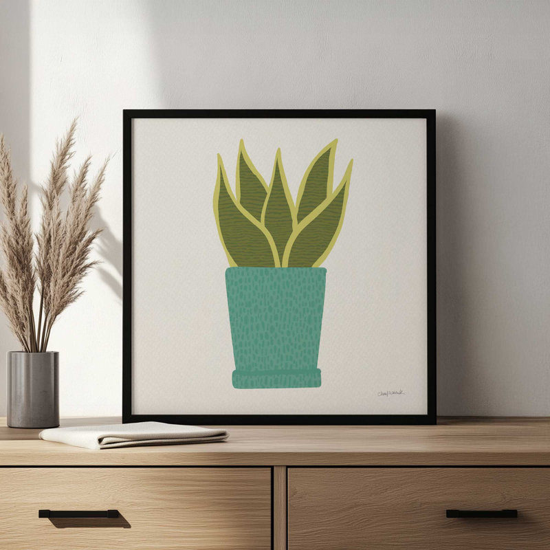 «Pots de plantes VII» par Cheryl Warrick, reproduction d'art, L 12 po x H 12 po, Blanc, Impression encadrée