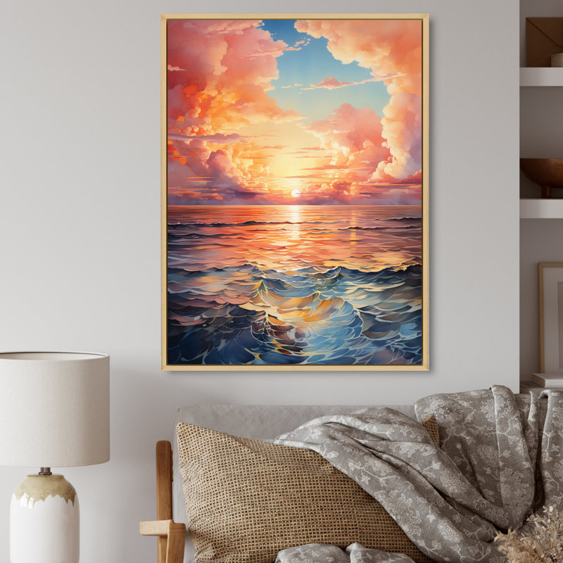 «Clouds Coastal Horizons II», reproduction sur toile, H 32 po x l 16 po x P 1 po, Cadre naturel flottant