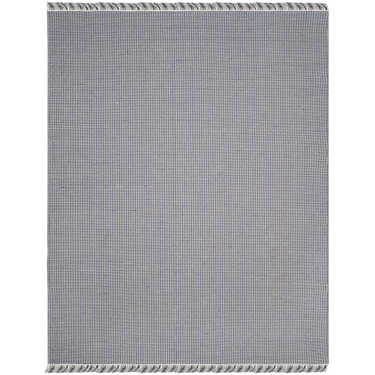 Tapis ivoire / bleu marine en coton tissé à la main Bester