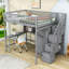  Lit mezzanine en bois avec tiroirs, bureau, armoire et tablettes de rangement Kuster-190467048-147961238
