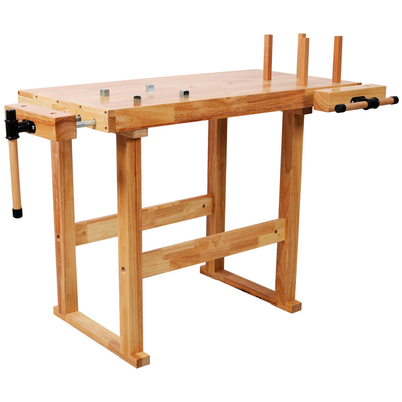 Établi 40 po en bois d'hévéa, capacité de 330 lb, poignée réglable, idéal pour la fabrication de bijoux et de bricolage