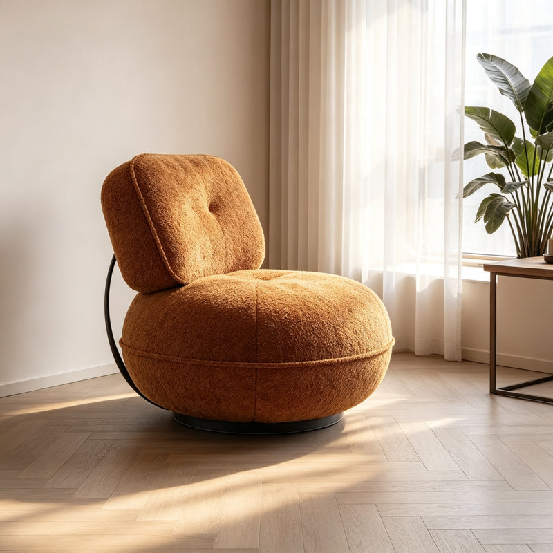 Fauteuil d'appoint simple en chenille orange