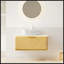 Meuble-lavabo de salle de bain avec rangement flottant, tiroir en sergé, lumière à capteur, lavabo à motif de marbre et plateau en pierre frittée, grain de bois de chêne Corolla-5692573-5692574
