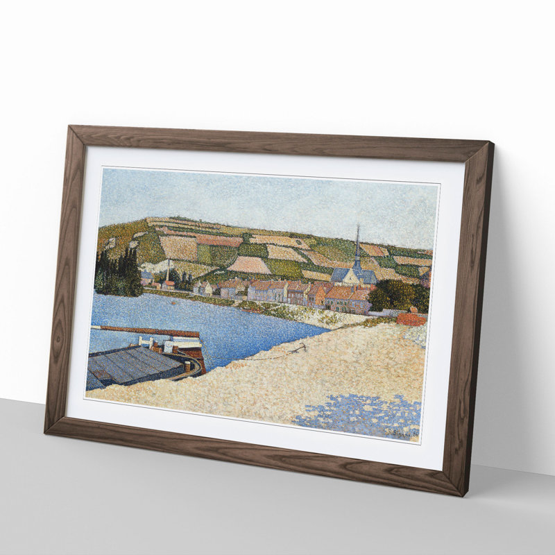 Les Andelys Beach by Paul Signac - Picture Frame Painting, 36cm H x 48cm W x 2cm D, Walnut Framed