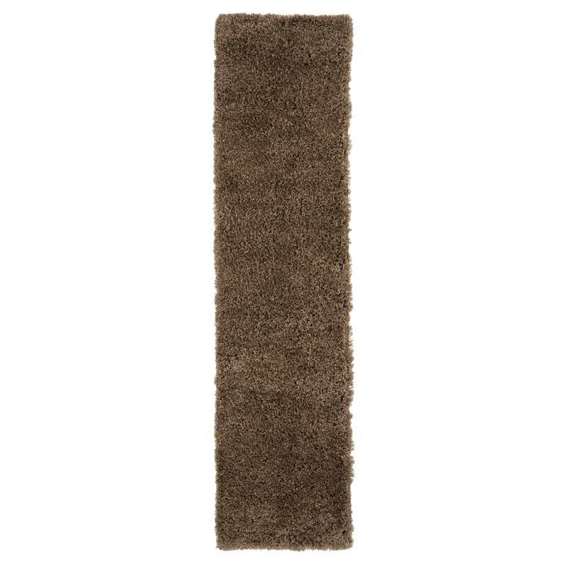 Durable Super Soft Shaggy Brown Rug, Runner 60 x 240cm