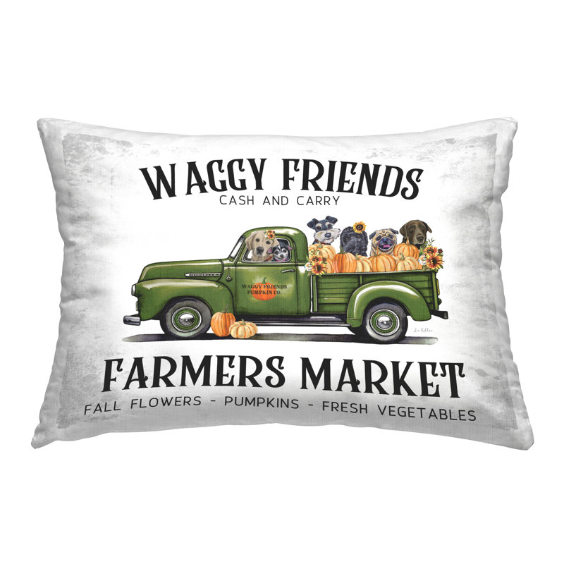 Coussin décoratif Waggy Friends Fall Market par Lee Keller
