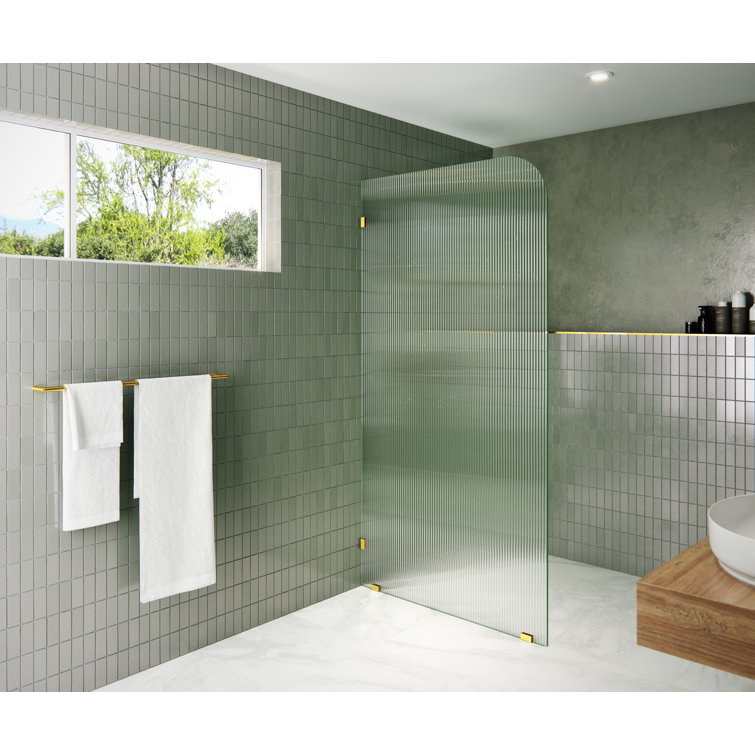Aurora 40 in. x 78 in. Fully Frameless Fluted Radius Single Fixed Shower Panel