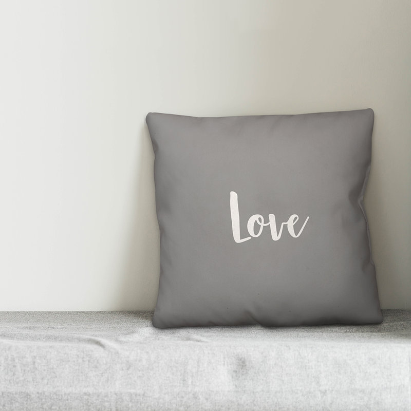  Coussin Love, Gris, Housse de coussin