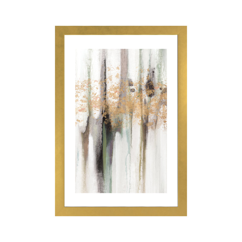 «Falling Gold Leaf I» par Studio W - reproduction sur toile tendue, H 24 po x l 16 po x P 1 po, Cadre doré