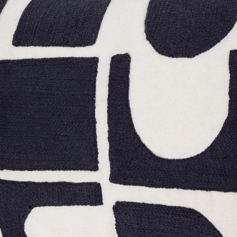 Hallam Geometric Rectangular Throw Cushion, Black/White Geometric