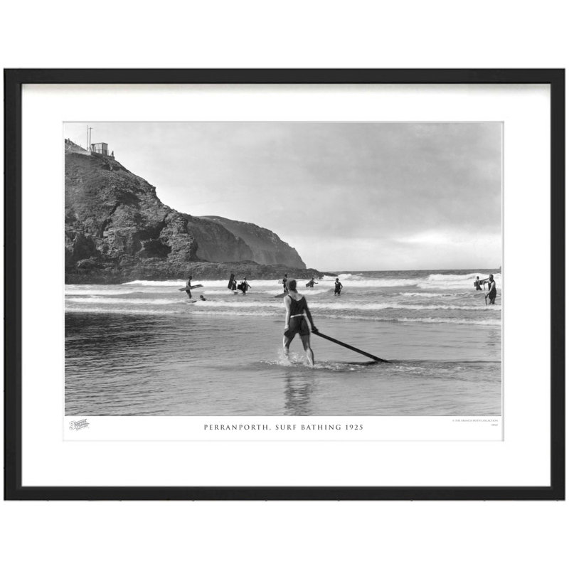 Perranporth, Surf Bathing 1925 - Single Picture Frame Print, 45cm H x 60cm W x 2.3cm D