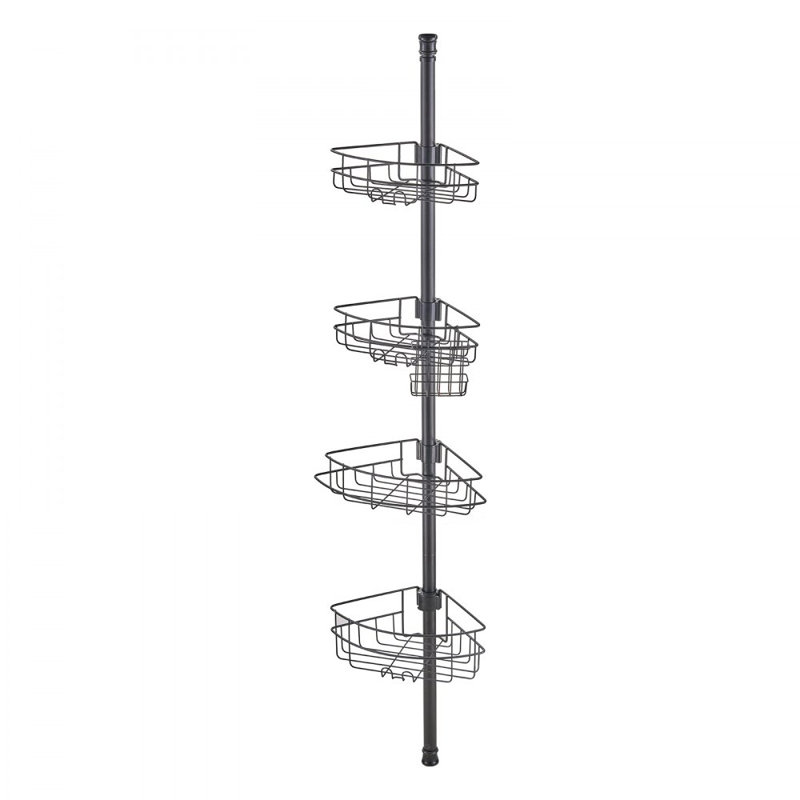 56" to 114" High Shower Corner Caddy Tension Pole Rust-Proof Tension Pole, Matte Black