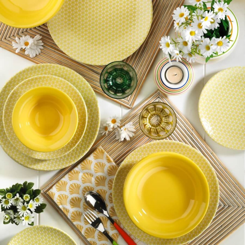 Service de table 24 pièces, service pour 6 Johns, Jaune