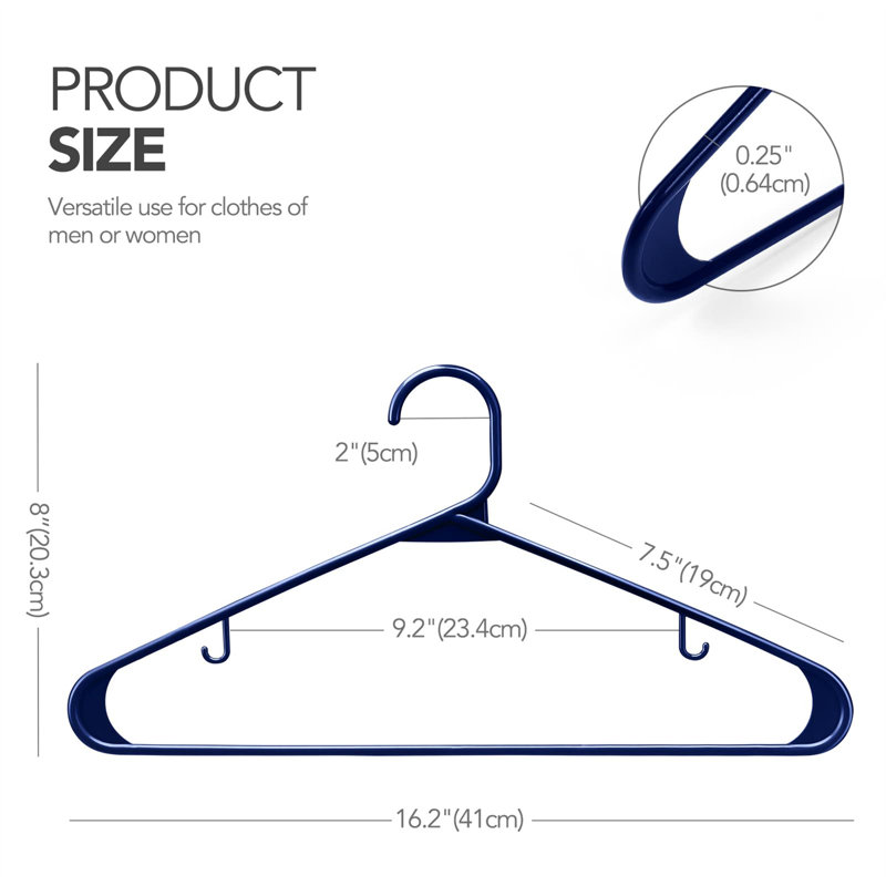 Cintre standard en plastique antidérapant Nitosha pour costume / manteau / robe / chandail (ensemble de 60)