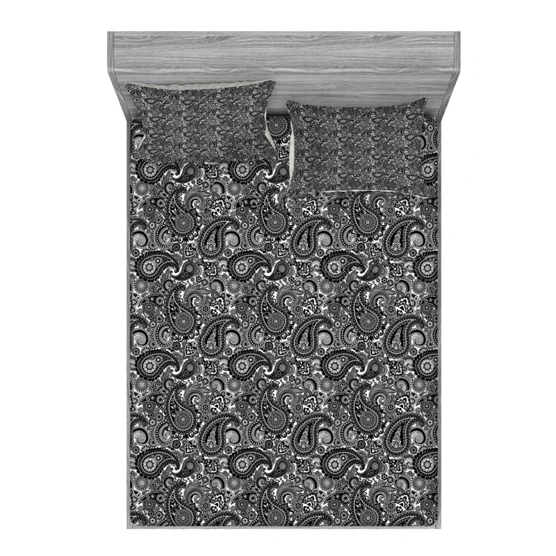 Microfiber Paisley Sheet Set, Full Sheet Set + Fitted Sheet + 2 Pillowcases