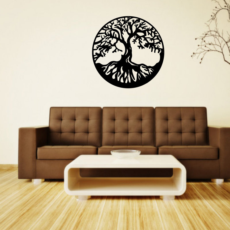 Décoration murale arbre de vie monogramme V, H 24 po x l 24 po x P 0,25 po, Dos plat