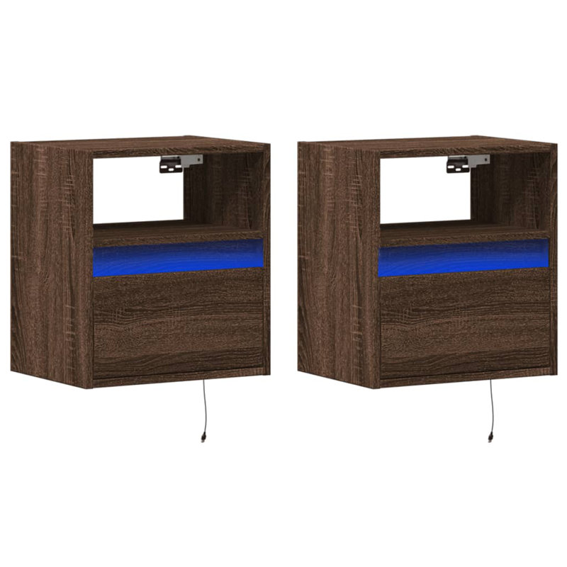 Costache 41cm W Bedside Table, Brown Oak, Individual