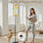  68.5" Standing Floor Lamp Tropical Pineapple Blue Butterflies Watercolor Seamless Dimmable Metal Pole Lamp with Linen Lampshade LED Bulb Included