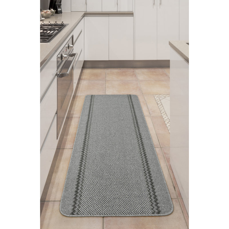 Draco Solid Colour Kitchen Mat, Silver, Runner 67 x 180cm