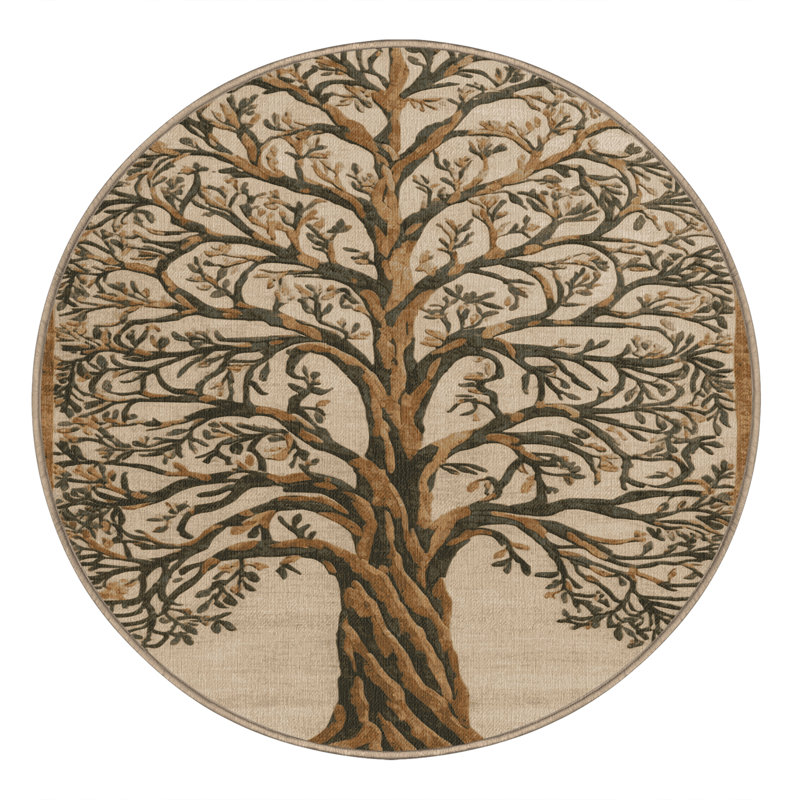 Tapis brun lavable à la machine, Rond 5 pi