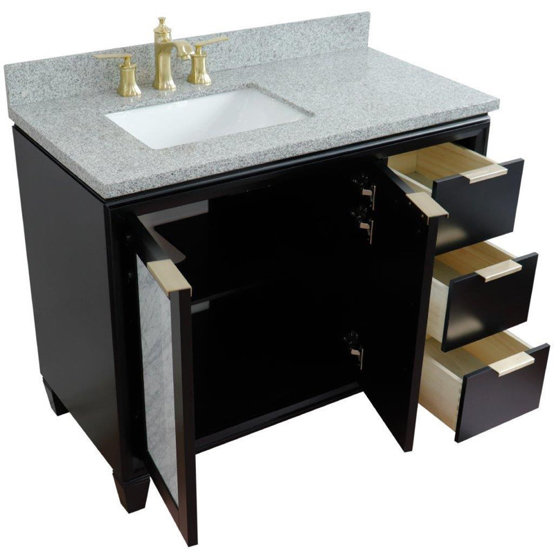 Ensemble de meuble-lavabo simple 43 "avec miroir Schreck, Noir, Gris