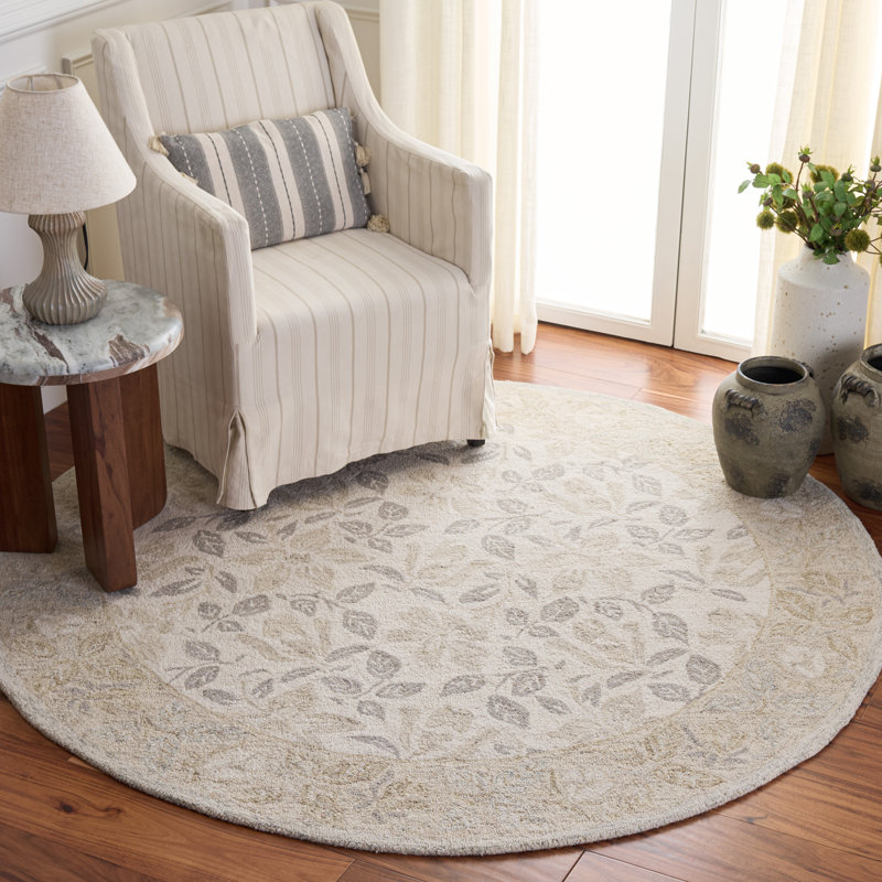 Jardin Hand Tufted Wool, Cotton Floral Indoor Rug, Round 6'