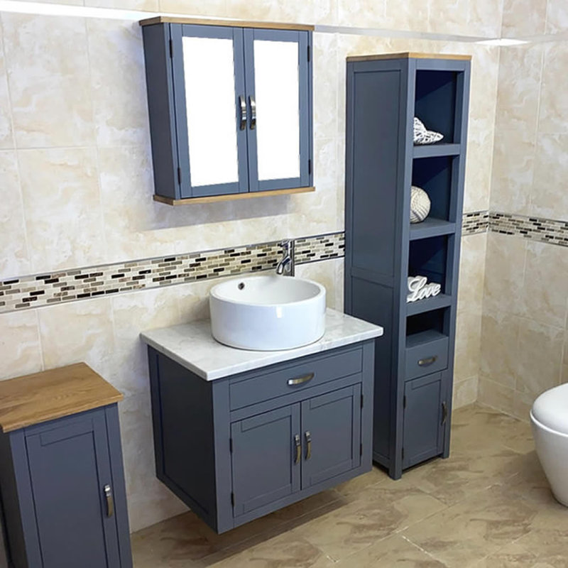 Bridlington 750mm Single Bathroom Vanity with Vessel Ceramic Basin, White Marble