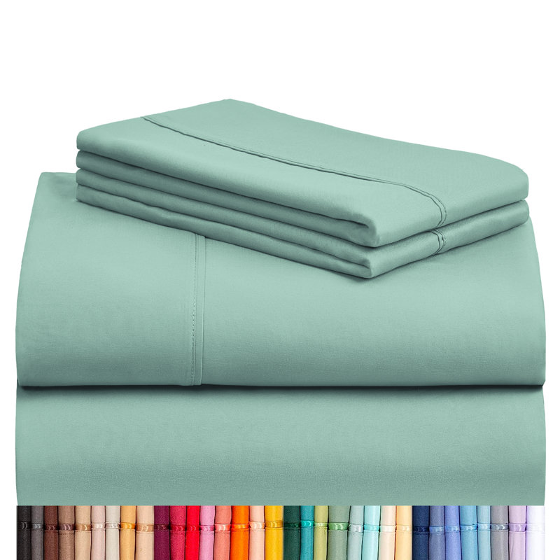 Luxclub 4 PC Light Teal Full Silky Soft Cooling Extra Deep Pocket Performance Sheet Set, Light Teal