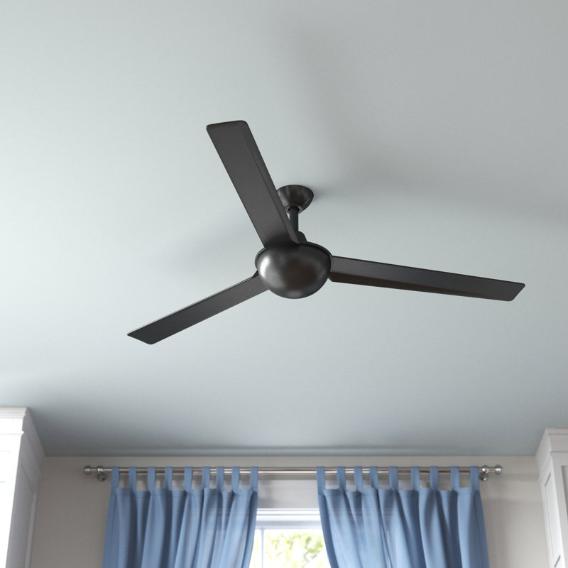 52" 3 - Blade Propeller Ceiling Fan with Wall Control, Black