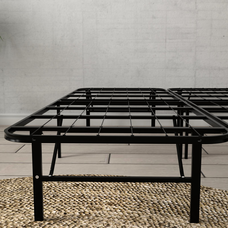 Queen Black Steel Platform Bed Frame Alternative For Different Mattress Types - , 14 Inch Elevated, Supports 2000 Lbs Elevated Foundation Heavy Duty, Quick Assembly, Capacity