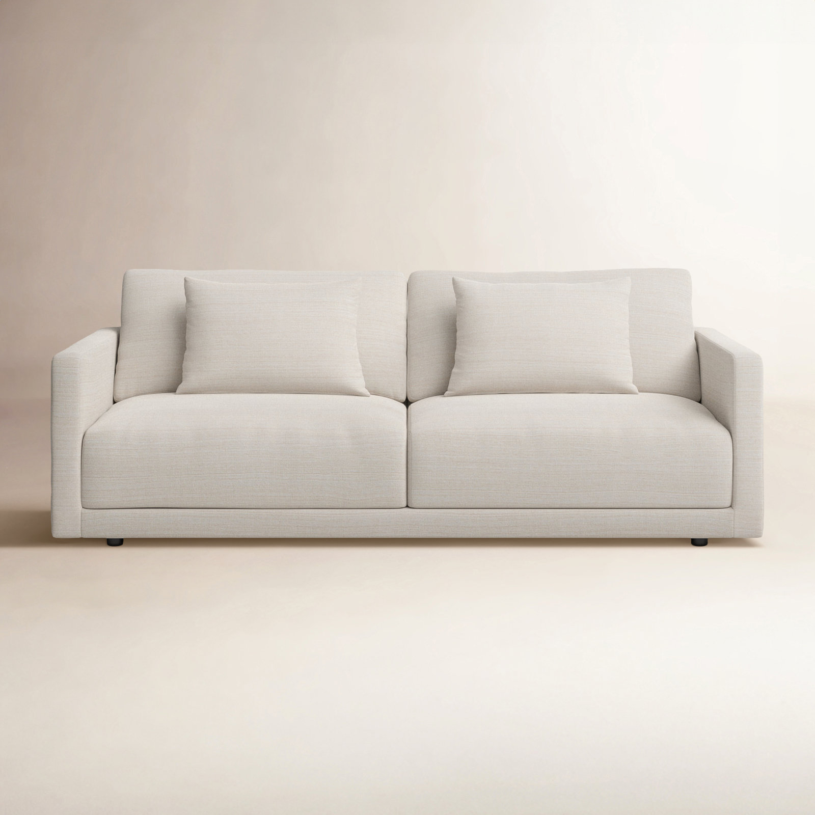 Kenji 84'' Upholstered Sofa, Cream Performance Basketweave