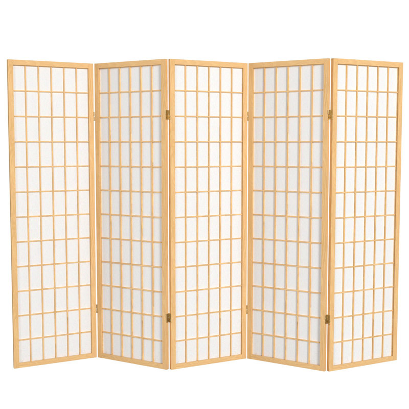 Paravent haut pliable 58,75 "Alex, Naturel, 5 panneaux