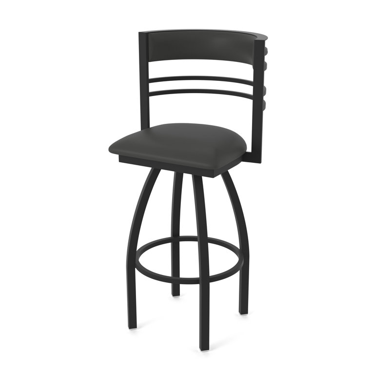 Hunter Swivel Stool, Black Wrinkle, Tabouret de bar (siège d'une hauteur de 30 po), Vinyle - Fer Canter