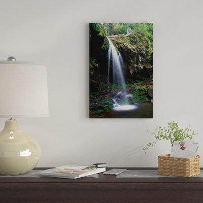 «Grotto Falls with The Roaring Fourche Nature Trail Passing Beneath, Great Smoky Mountains National Park, Tennessee» par Tim Fitzharris - reproduction de photo sur toile
