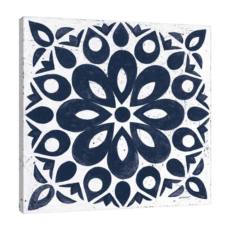 «Blue and White Tile III», toile tendue par Kathrine Lovell, H 36 po x l 36 po x P 1,5 po