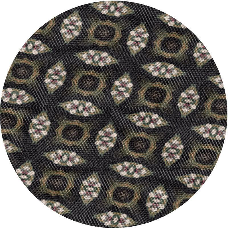 Noir Tapis décoratif, Rond 7 pi
