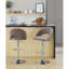 Tabouret de bar réglable avec pivot en métal chromé et tissu brun avec repose-pieds rond en T - ensemble de 2-129116561-129116563