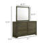 Commode large Seon avec miroir, 6 tiroirs, brun cacao, boutons en laiton