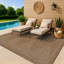 Tapis tissé plat intérieur / extérieur de style jute géométrique sable / naturel facile d'entretien-57729014-60093677