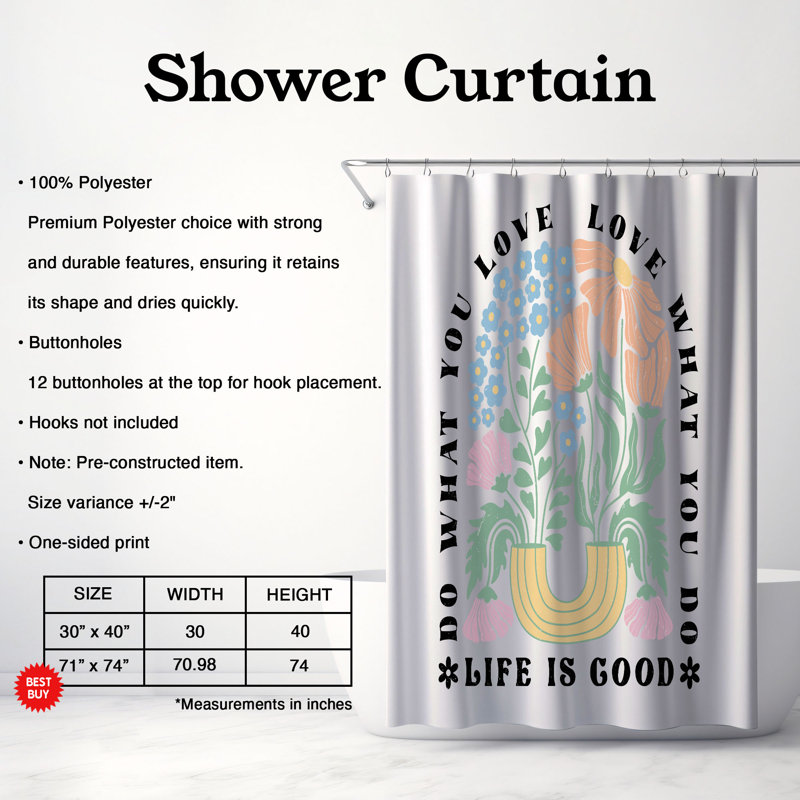 Villance Shower Curtain, 74"H x 71"W