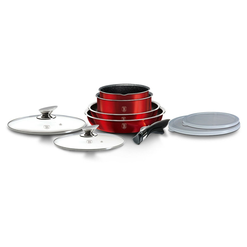 9 - Piece Aluminum Cookware Set, Burgundy