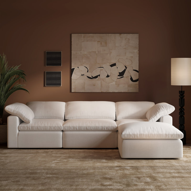 Canapé modulaire Wonardo, Tissu en coton blanc