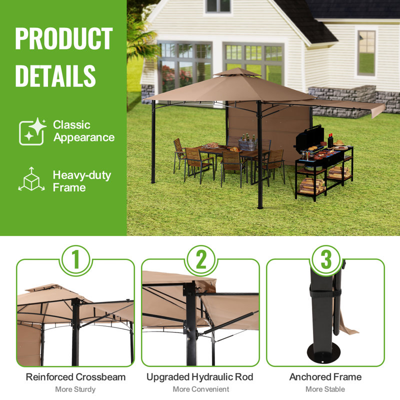 Backyard Expressions 10' X 10' Gazebo W/ Two Extending Side Panels